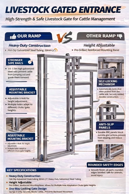 Heavy Duty Galvanized Cattle Sliding Gate for Dairy Farm Cow Handling Equipment